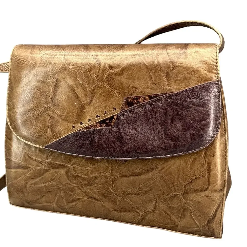 Margaret Gerrold Vintage Golden Brown Leather Western Shoulder Bag Purse